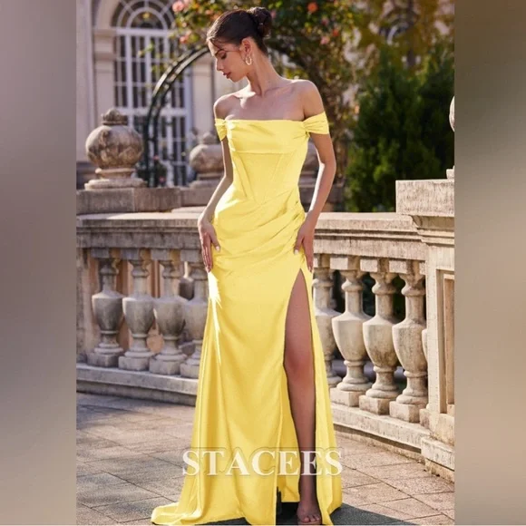 where is stacees prom dress shop located Dusty Blue Strapless Sequin Prom Dress with Slit